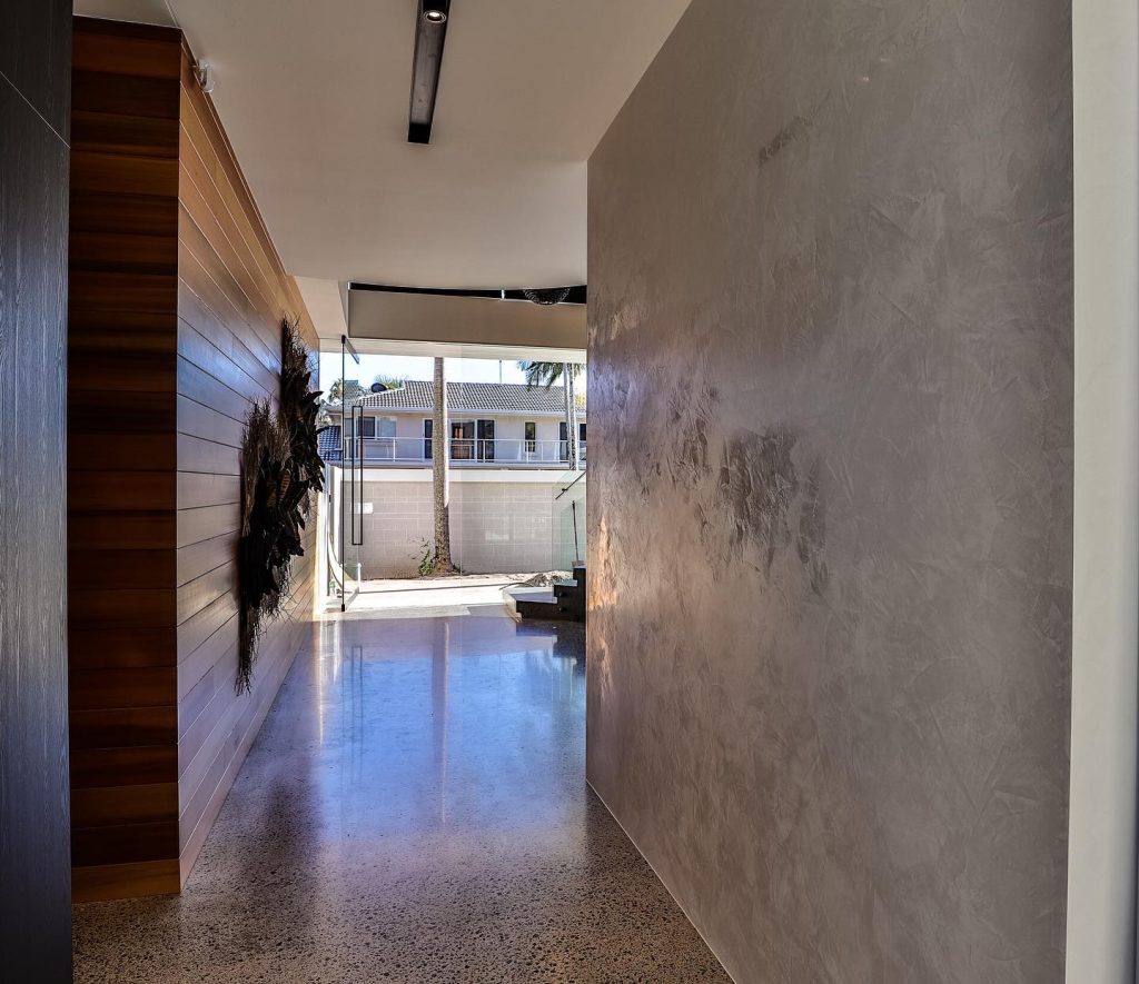 Marmorino polished stucco feature wall, wax finish
