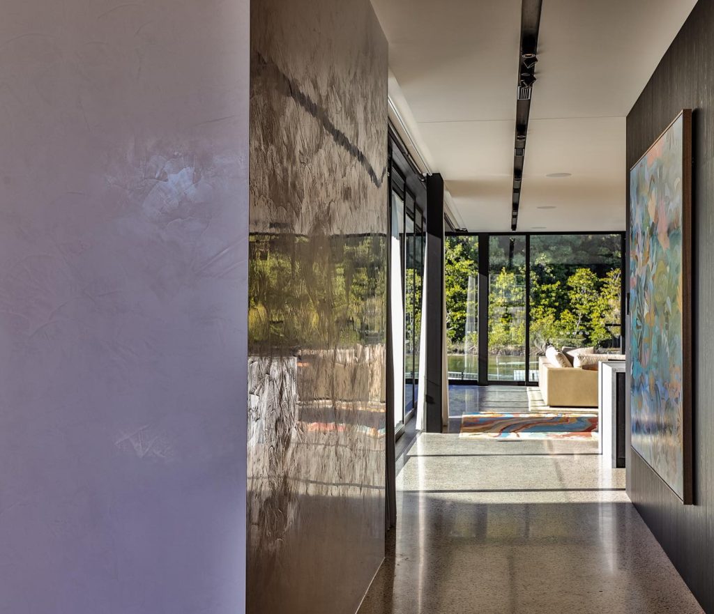Marmorino polished stucco feature wall, wax finish