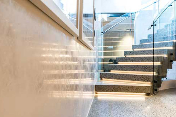 Marmorino polished stucco feature wall, wax finish